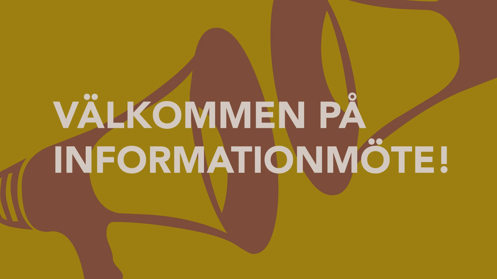 Välkommen på informationsmöte – grafisk bild med megafon i profilkulörerna